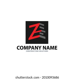 Logo de la letra Z. Logotipo de construcción. Rojo y Negro. Logo 3D Z