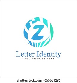 Z Letter logo. Creative Blue Line Circle Logo.