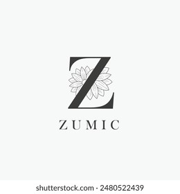 Z letter logo with a creative floral concept for company business beauty real estate premium vector