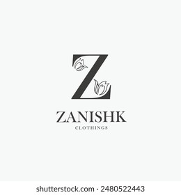 Z letter logo with a creative floral concept for company business beauty real estate premium vector