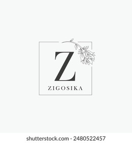 Z letter logo with a creative floral concept for company business beauty real estate premium vector