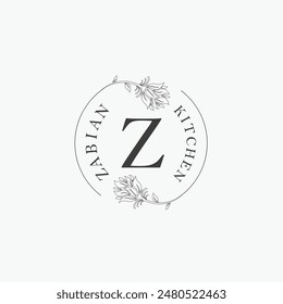 Z letter logo with a creative floral concept for company business beauty real estate premium vector