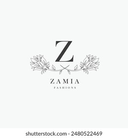 Z letter logo with a creative floral concept for company business beauty real estate premium vector