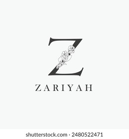 Z letter logo with a creative floral concept for company business beauty real estate premium vector