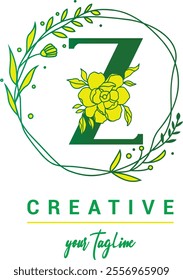 Z letter logo with a creative floral concept for company business beauty real estate premium vector