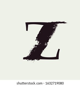 Z letter logo. Custom serif style lettering with hand drawn brush stroke. Classic vector font for your fashion poster, jewelry badge, vintage banner, boutique card etc.