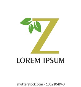 Z letter logo design with a combination of leaves