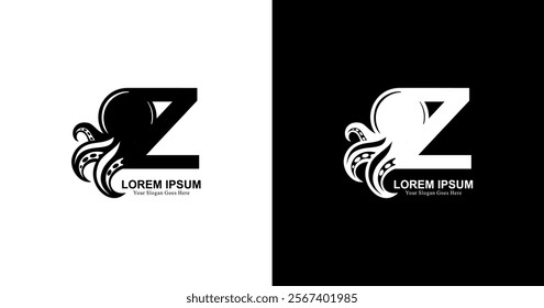 Z letter logo design combined with octopus