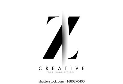 Z Letter Logo Design with Creative Shadow Cut Vector Illustration Design.