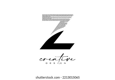 Diseño de logotipo de letra Z con letra creativa z hecho de vectores de textura de tipo de letra negro. Icono gráfico Icono letra Z Ilustración del logotipo.