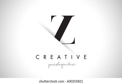 Z Letter Logo Design with Creative Paper Cut and Serif Font.