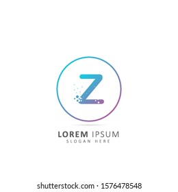 Z Letter Logo Design With Dots and Circle element