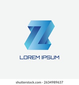Z letter logo  design features a 3D  blue isometric