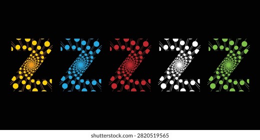 Z letter logo design. Z letter icon set. Letter with light ray texture design