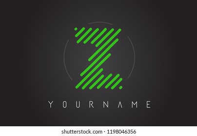 Z Letter Logo Design made of Neon Green Lines Vector Illustration