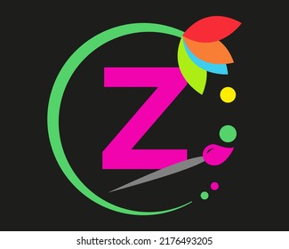 Z Letter Logo Design mehrfarbig mit Rundrahmen.