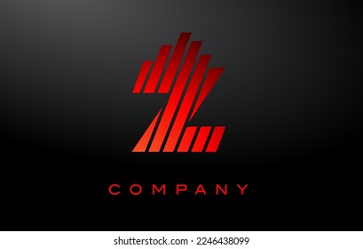 Z Letter Logo Design with Red Lines Vector. Red Letter Icon Illustration