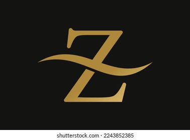 Z letter logo design, with swoosh, Vector design concept
