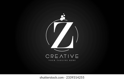 Z Letter Logo Design Template with White Color and Dots circle