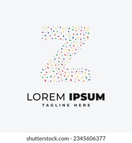 Z letter logo design template with colorful confetti leaf vector