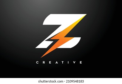 Diseño del logotipo de letra Z Con icono de firma con thunderbold Vector. Diseño del logotipo de la carta delgada Z moderna Stilizada con lustración vectorial creativa de trueno amarillo.