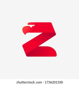 Z letter logo with eagle head silhouette. Vector italic font perfect for sport identity, luxury posters and real estate company, etc.