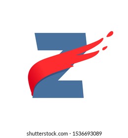 Z letter logo with fast speed red flag line. Font style, delivery, sports etc vector design template elements.