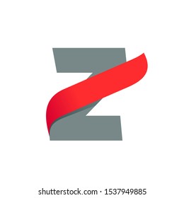 Z letter logo with fast speed red wing. Typeface, vector design template elements for sport, race, aviation etc.