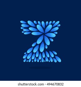 Z letter logo formed by water drops. Vector ecology elements for posters, t-shirts, ecology presentation or card.