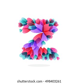Z letter logo formed by hearts. Happy Valentines Day design elements. 
