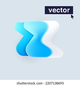 Z letter logo in Glass morphism style. Vector blurry translucent icon on white background. Frosted transparent blue and white emblem. Perfect for app, modern design, vibrant advertising.