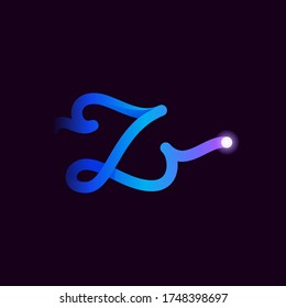Z letter logo with gradient line and flash dot. Perfect font for biotechnology design, heartbeat print, science card etc.