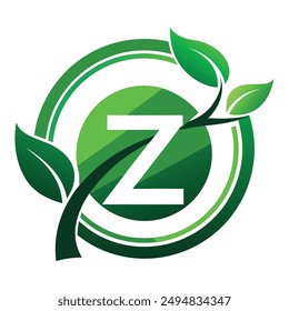 Z Letter Logo Green Leaf Plant Nature Farm Business Company Vector Logo Design