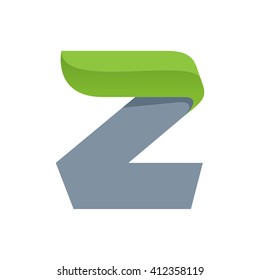 Z letter logo with green leaf. Font style, ecology vector design template elements for your application or corporate identity.