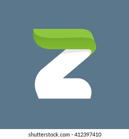 Z letter logo with green leaf. Font style, ecology vector design template elements for your application or corporate identity.