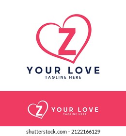 Z letter logo with heart icon, Happy Valentines initial Z logo, Valentines Day