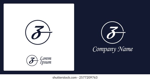 Z Letter Logo and icon with stylized circle, editable vector