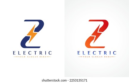 Logo De Letra Z Con Diseño De Vector De Tornillo De Luminoso. Ilustración del vector con el logotipo Z de la letra del tornillo eléctrico.