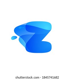 Z letter logo made of clear water and dew drops. You can use it in your eco friendly identity, organic emblem, blue watercolor design and others. 