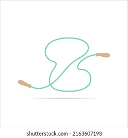 Z letter logo made of jumping rope. Vector isolated font app logo, sports and healty design and more