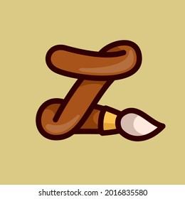 Z letter logo made of a paint brush. Vector typeface for the 1st September events, preschools identity, Back to school posters, etc.