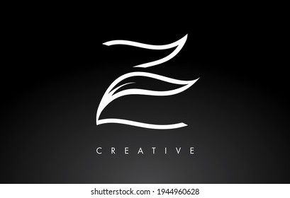 Z Letter Logo with Monogram Leaf Concept in Black and White Colors Vector Illustration