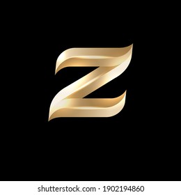 Logo de la letra Z. Monograma Z. Dejando. Letra de volumen oro Z con facetas. El estilo real y lujoso.