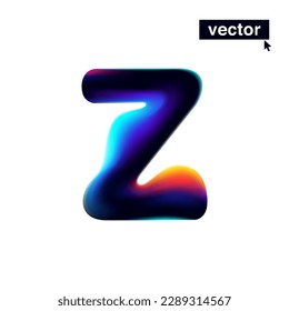 Z letter logo with neon glitch. Multicolor gradient sign with double exposure and illusion effect. Glowing color shift vector icon. Perfect for your vibrant heading, video game screens, Sale banner.
