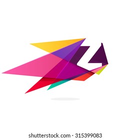 Z letter logo with polygonal comet. 