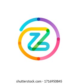 Z letter logo in a rainbow gradient circle. Impossible one line style. Perfect colorful icon for digital labels, science print, modern advertising, etc.
