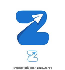 Z letter logo set consisting of line and negative space paper plane icons. Designed for flight company advertising, travel sign, airways identity, etc.