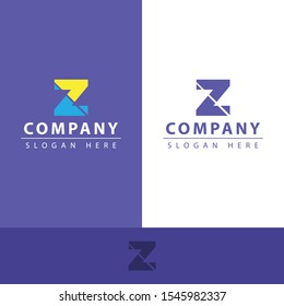 z letter logo with the z shaped cut in italic shape and unique color combination makes this design modern, unique, elegant, simple.