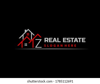 Z Letter Logo. Simple House, Real Estate Architecture Construction Icon Design.