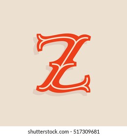 Z letter logo in sport team university style. Slab serif retro typeface. Vector vintage typography for your posters, sportswear, club t-shirt, banner, etc.  